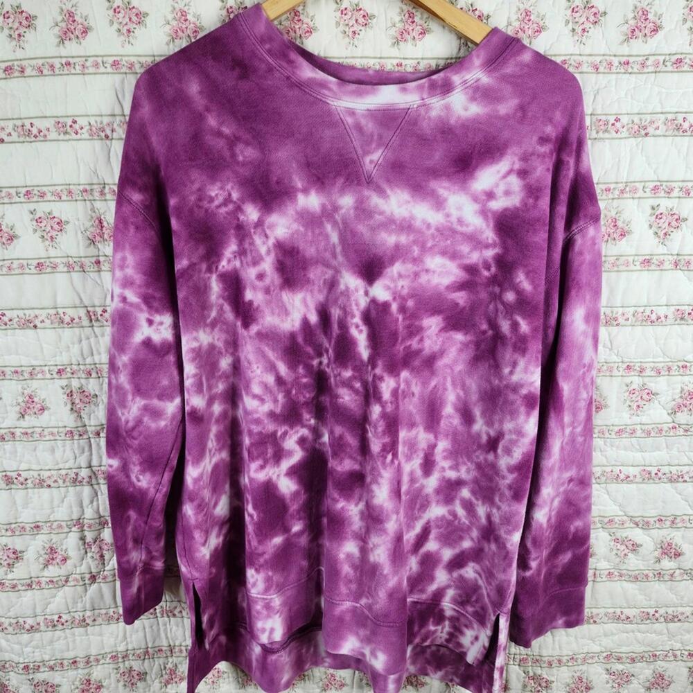 Terra & Sky Tie Dye Pullover Sweatshirt Tunic‎ Long Sleeve Top 0X (14W)